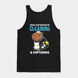 Easily Distracted by Cleaning and Capybaras Cartoon Tank Top